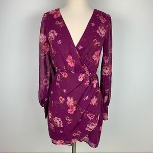 Revolve LPA Womens Purple Floral V-Neck Open Back Dress XS